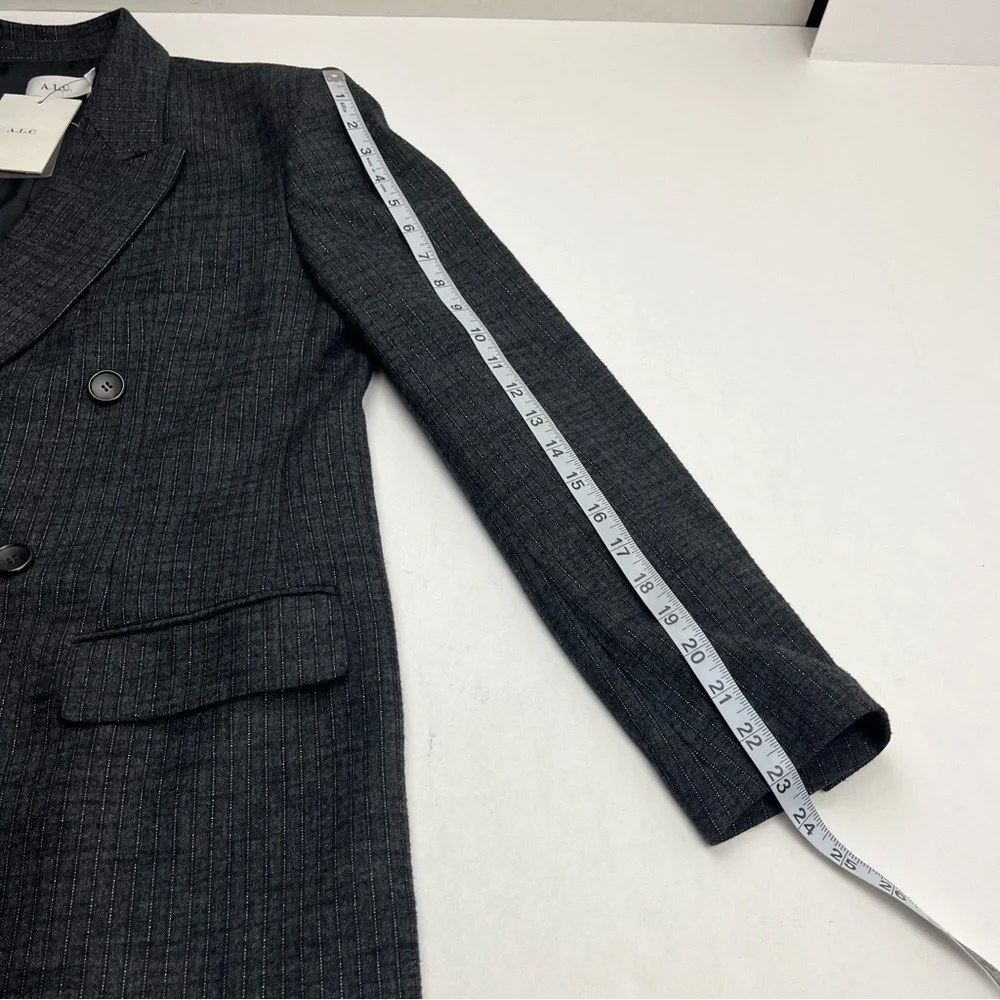 A.L.C.‎ Chadwick Metallic Stripe Double Breasted Blazer Jacket Size 6 90s NEW - Picture 11 of 16